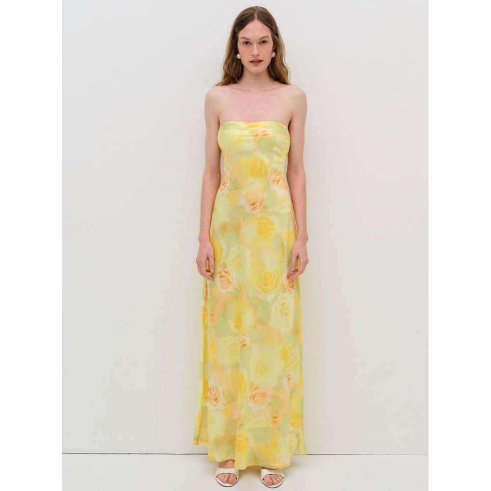 For Love And Lemons Yellow Floral Maxi Dress